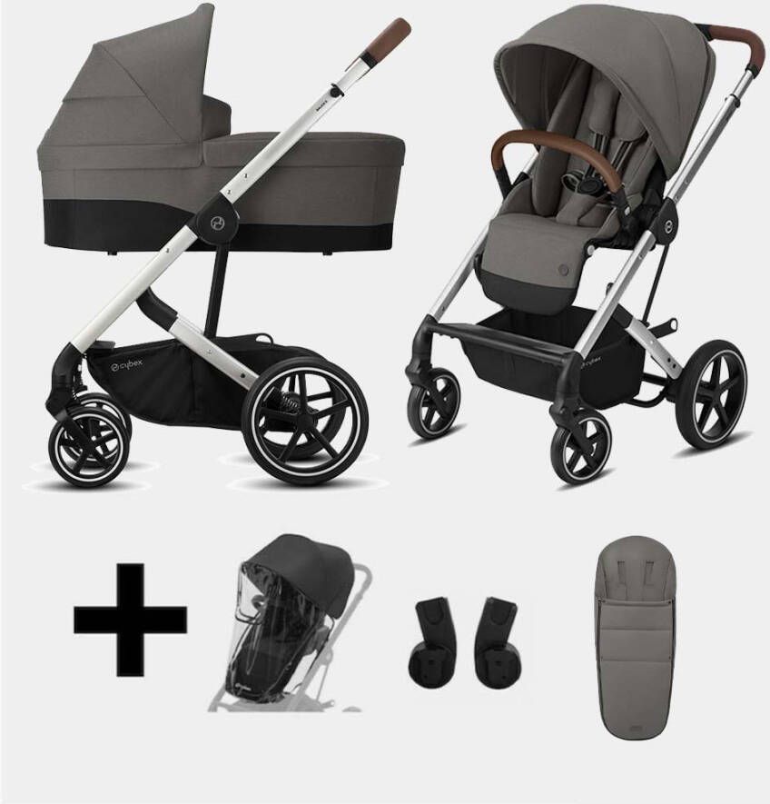 Cybex Kinderwagen 2 In 1 Balios S Lux Soho Grey Frame Silver + Autostoel Adapters + Regenhoes + Voetenzak