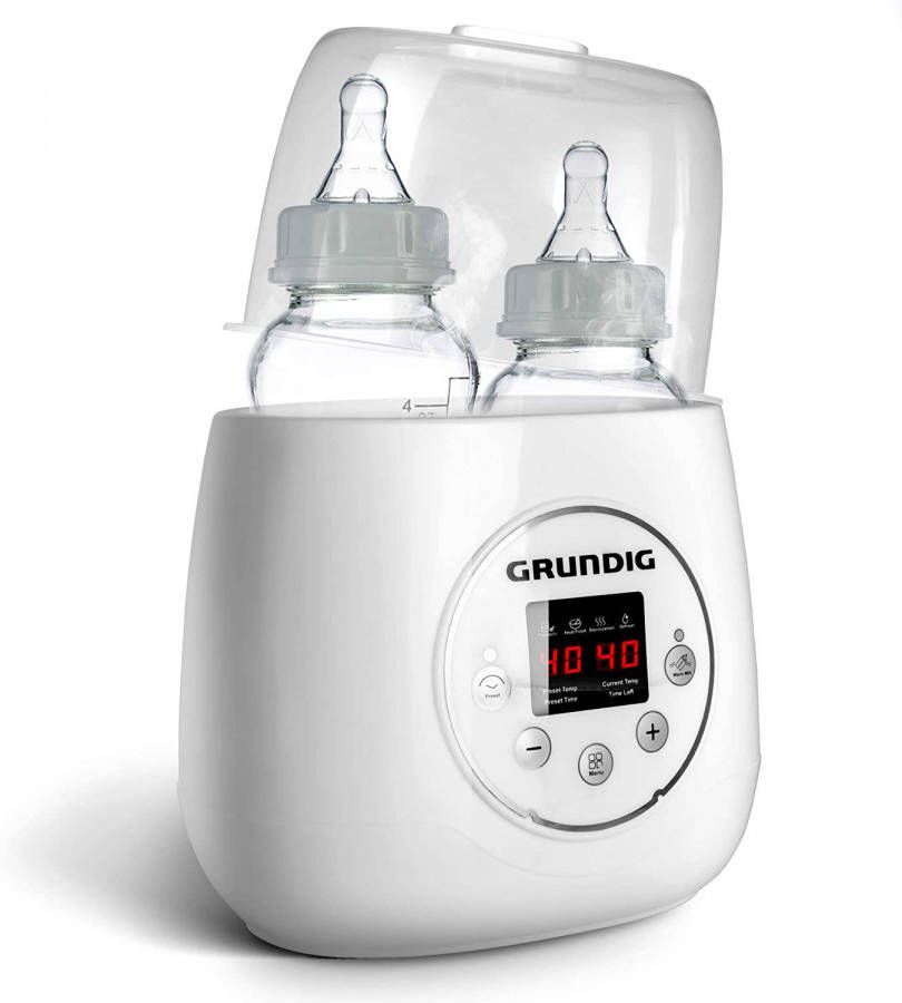 Grundig Flessenwarmer Dubbele Flesverwarmer 200w Verwarmen, Ontdooien En Steriliseren Wit