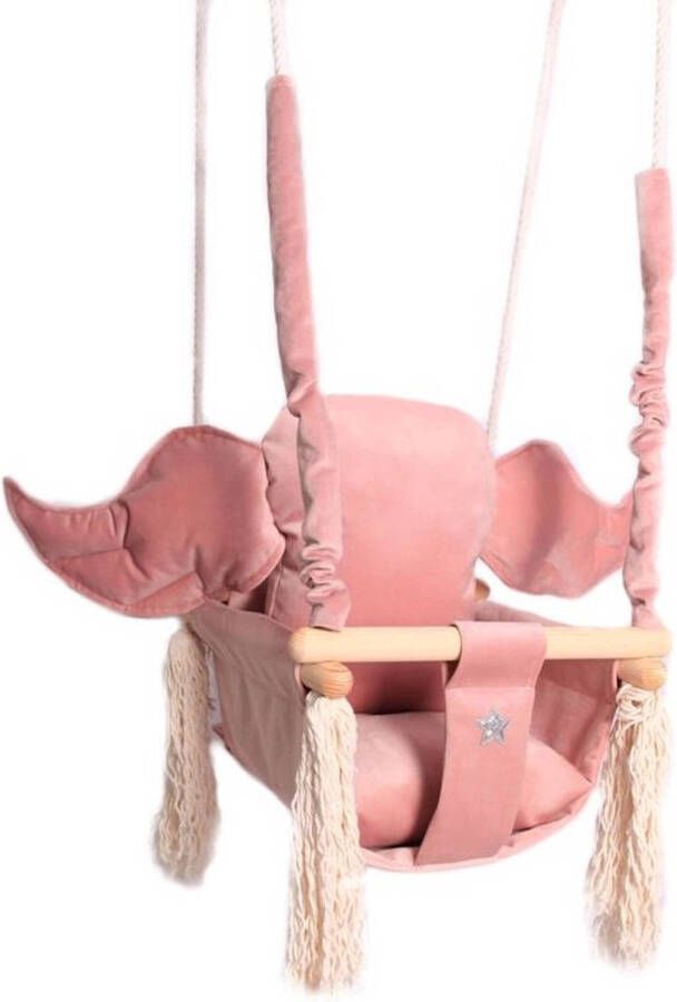 Lovegifts Luxe Houten Handgemaakte Roze Baby Schommel En Kinder Schommel Met Olifant Vormig Kussen
