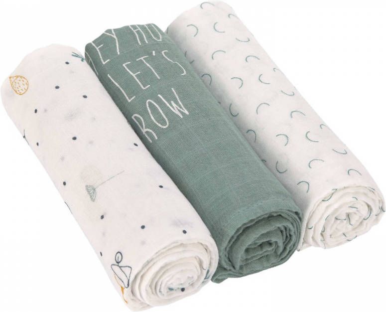 Lässig Heavenly Soft Swaddle Doek/Luier L 3 Stuks Garden Explorer Boys 80 X 80 Cm