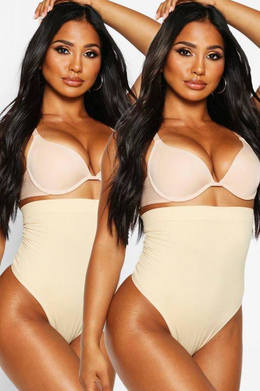 boohoo Corrigerende String Met Hoge Taille(2 Stuks ), Nude