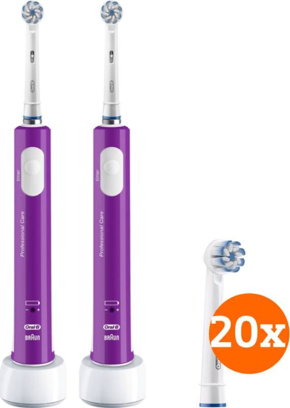 Oral-B Oral B Junior 6+ paars Duo Pack + Sensitive Clean Opzetborstels(20 stuks )