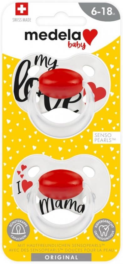 Medela Baby fopspeen Original 6 18m Signature Love/Mama(2 stuks )