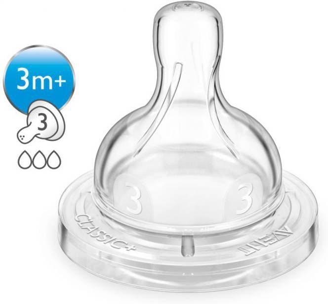 Philips Avent/PHILIPS Classic Speen met 3 gaatjes 3m+ BPA-vrij