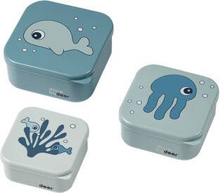 Done by Deer Baby Accessoires Snack box set 3 pcs Sea friends Blauw