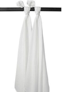 Meyco hydrofiele swaddles set van 2 GOTS 120x120 cm Uni wit