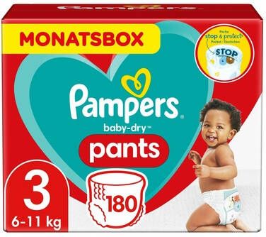 Pampers Baby-Dry Pants maandbox maat 3 (6-11 kg) 180 Luierbroekjes