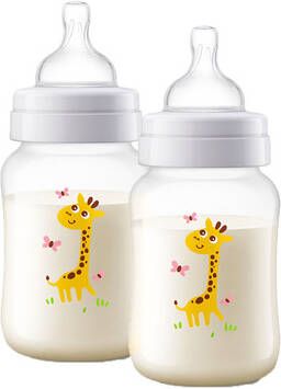 Philips Avent Babyfles antikoliek, 260 ml, 2 stuks Giraffe