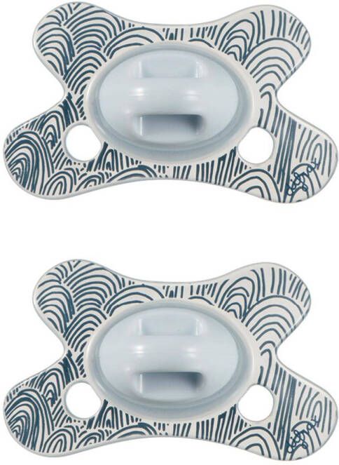 Difrax fopspeen Natural 0 6 maanden Nature Blauw/Boogjes(2 stuks )