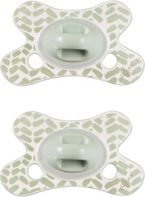 Difrax fopspeen Natural 0 6 maanden Nature Groen/Balkjes(2 stuks )