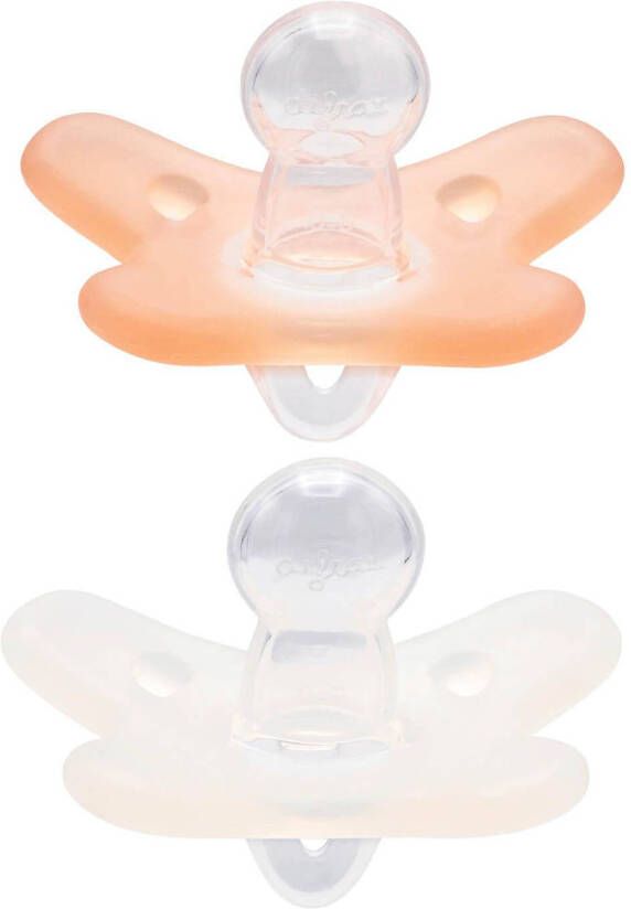 Difrax fopspeen Natural 0 6 maanden Siliconen Lichtroze/Wit(2 stuks )