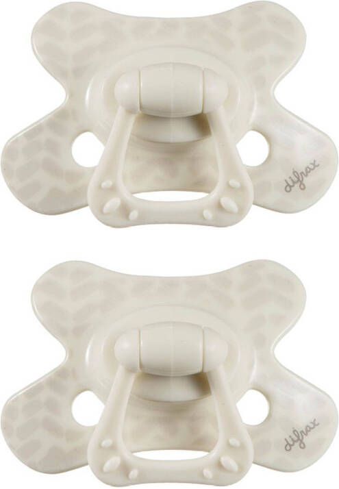 Difrax fopspeen Natural 6+ maanden Nature Wit/Balkjes(2 stuks )