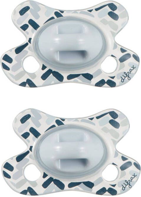 Difrax fopspeen Natural Newborn Nature Blauw/Balkjes(2 stuks )