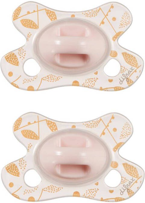 Difrax fopspeen Natural Newborn Nature Roze/Blaadjes(2 stuks )