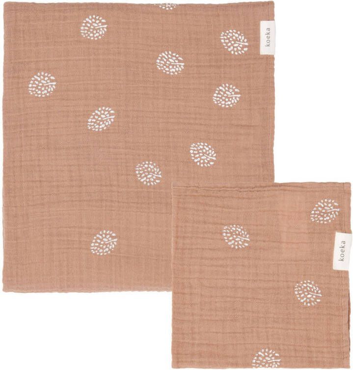 Koeka Wonder swaddle + spuugdoekje soft earth