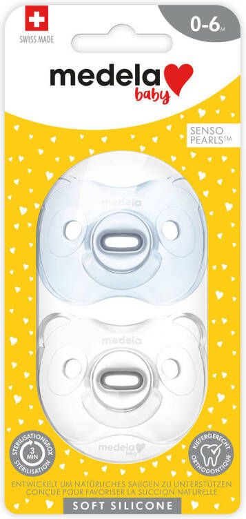 Medela Baby fopspeen Soft Silicone 0 6m soft blue/transp(2 stuks )